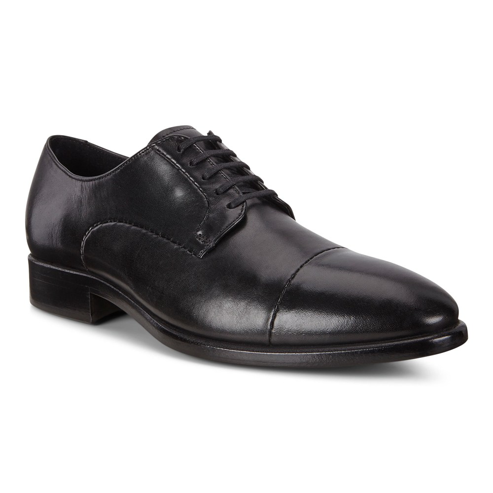 ECCO Mens Derby Shoe Black - Vitrus Mondial Cap-Toes - KMH-456790